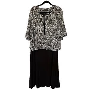 Jessica Howard Two Piece Black & White Maxi Dress 22W